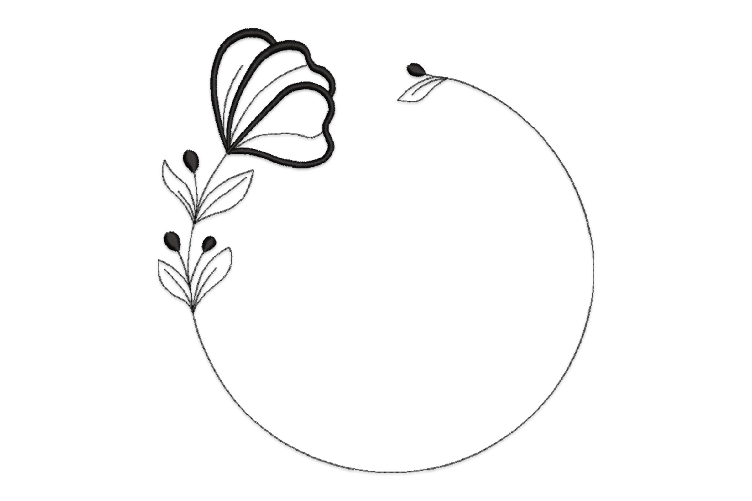 Free Floral Circle Frame Embroidery Design