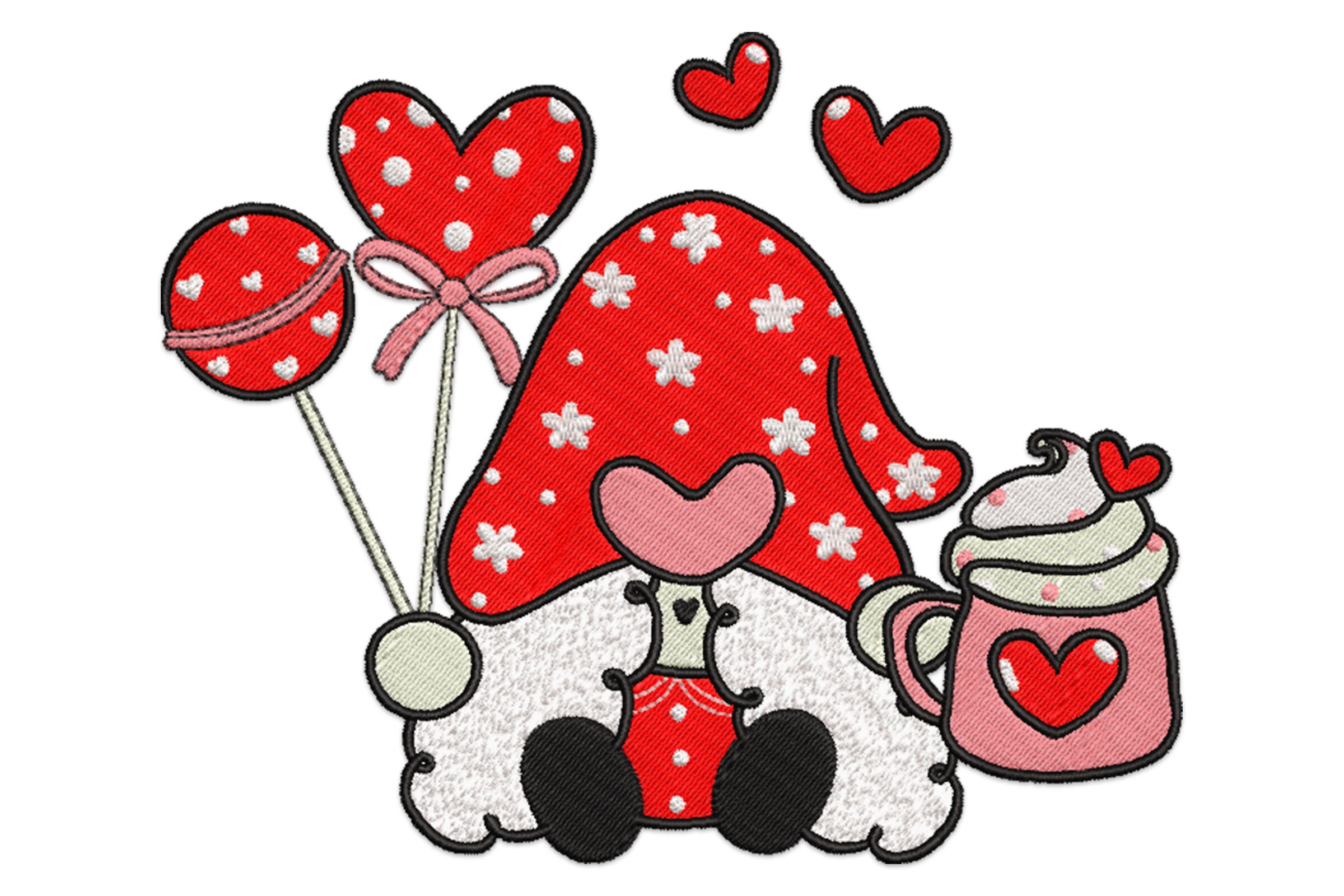 Free Valentine Gnome Machine Embroidery Design