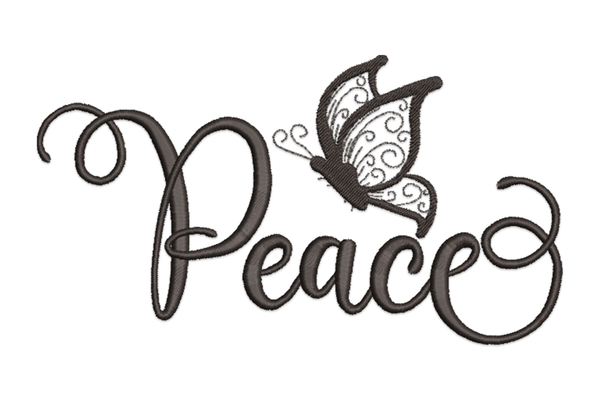 Peace Butterfly Embroidery Design