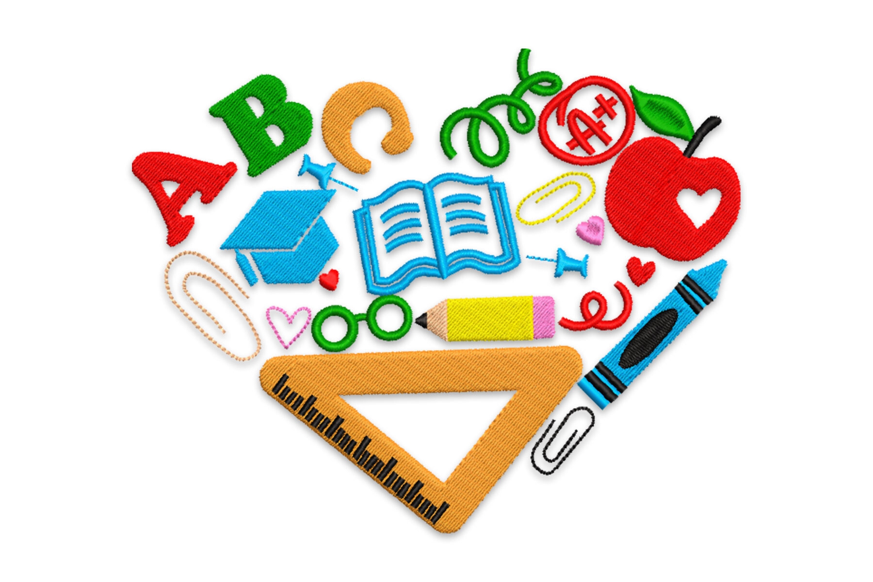 Teacher Heart Machine Embroidery Design